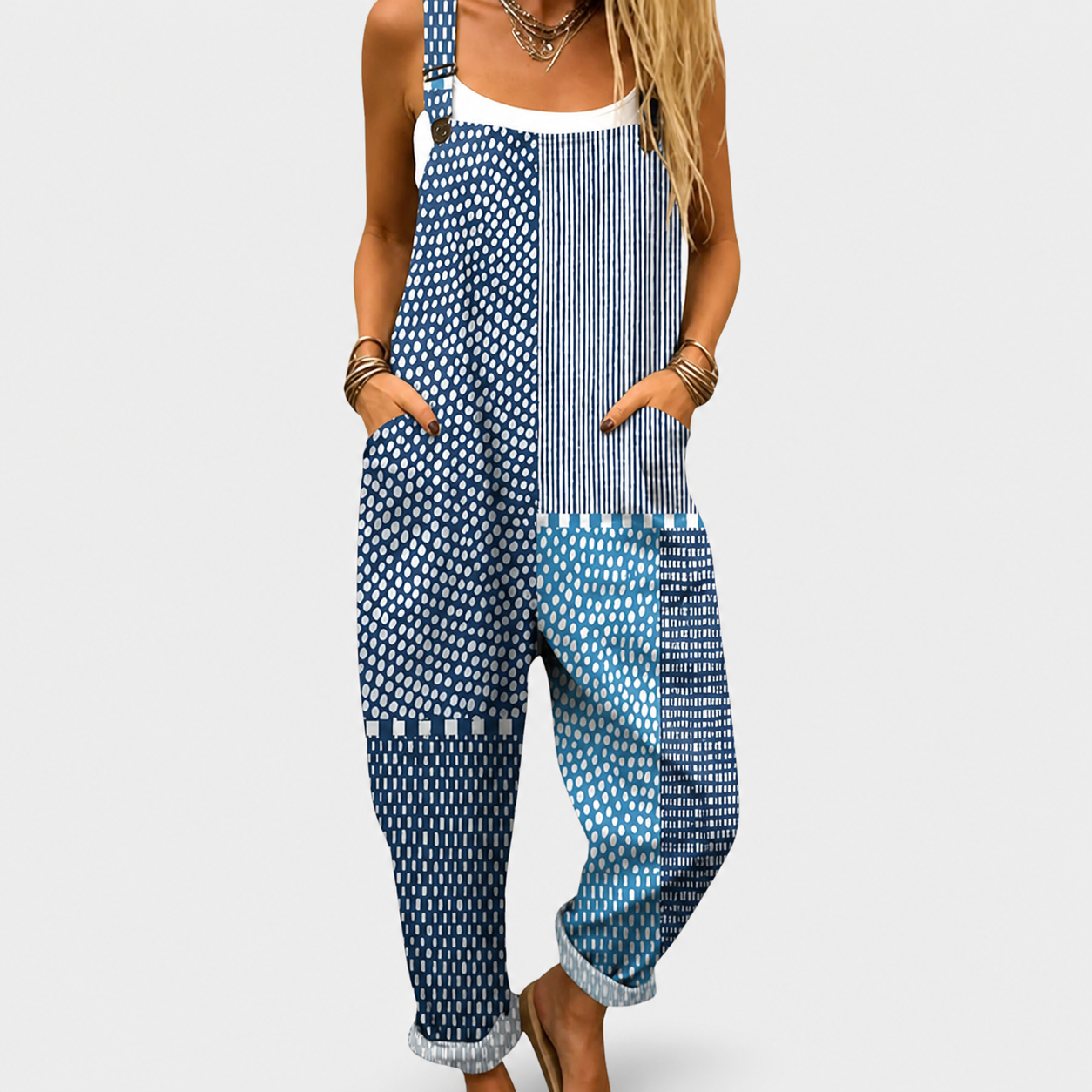 Blue | Comfortable Printed Jumpsuit