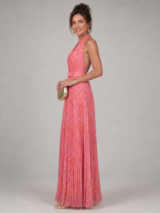 Rosel | Halter Maxi Dress with Pleated Skirt