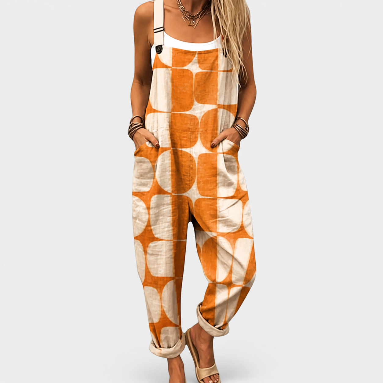 Orange | Comfortable Printed Jumpsuit