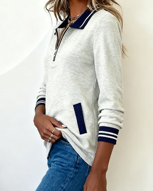 Loose Jumper With Lapel And Zip