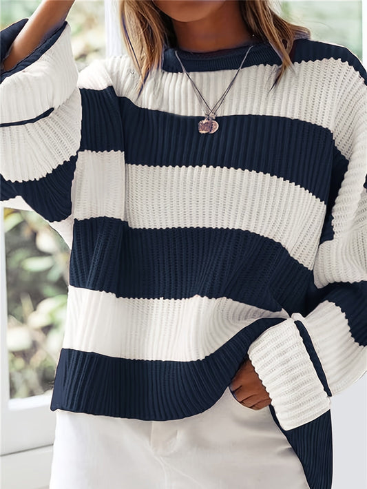 Round Neck Jumper With Stripes