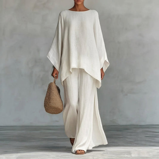 Cristina | Two-Piece Long-Sleeve Blouse and Wide-Leg Trousers Set
