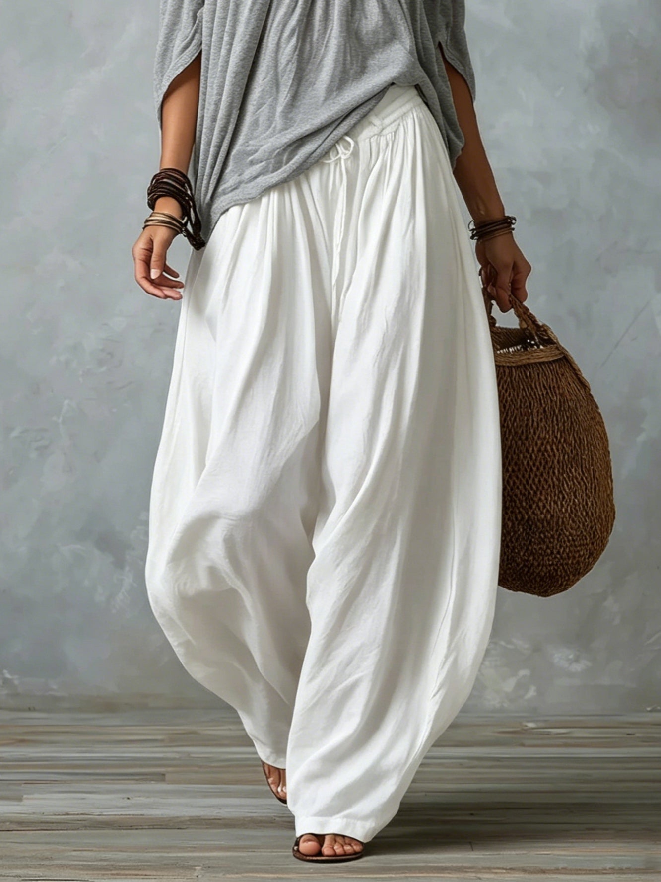 Off-the-Shoulder Top and Lantern Pants Set