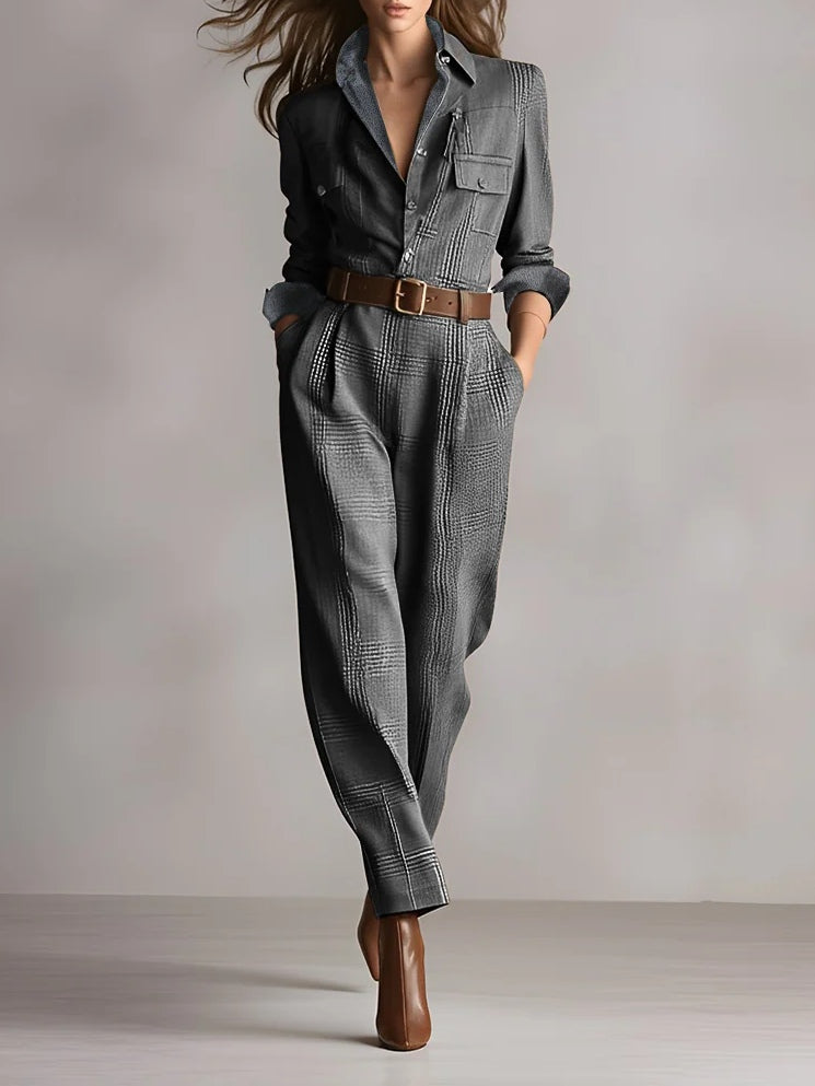 Anna | Elegant Monochromatic Plaid Set
