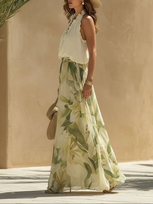 Lucinda | Holiday Ruffled Lily Print Set