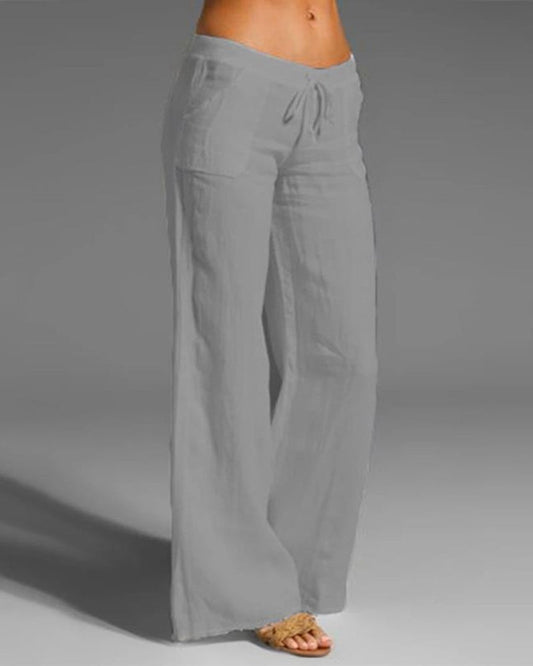 Plain Wide-Leg Trousers