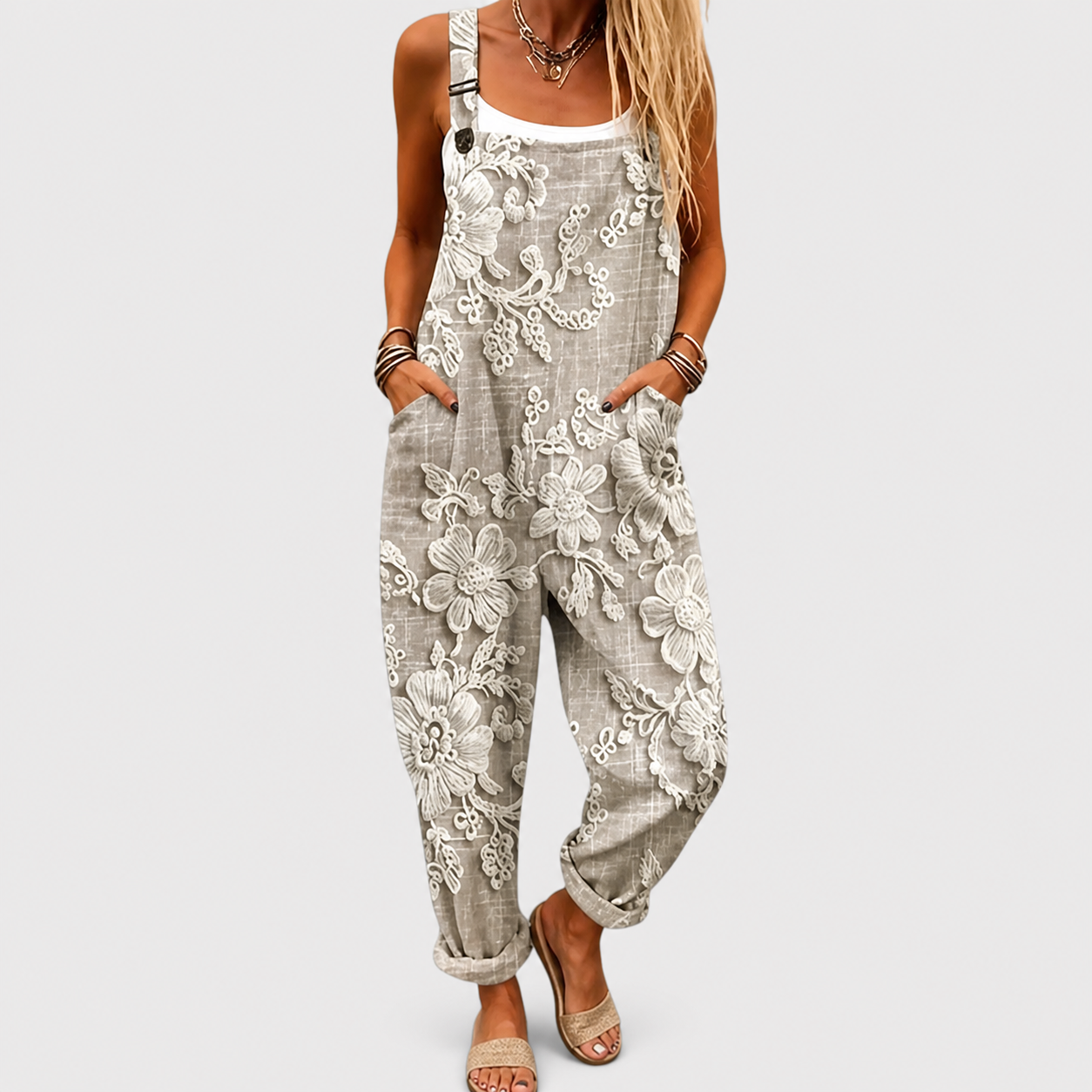 Grey | Comfortable Printed Jumpsuit — Style 1