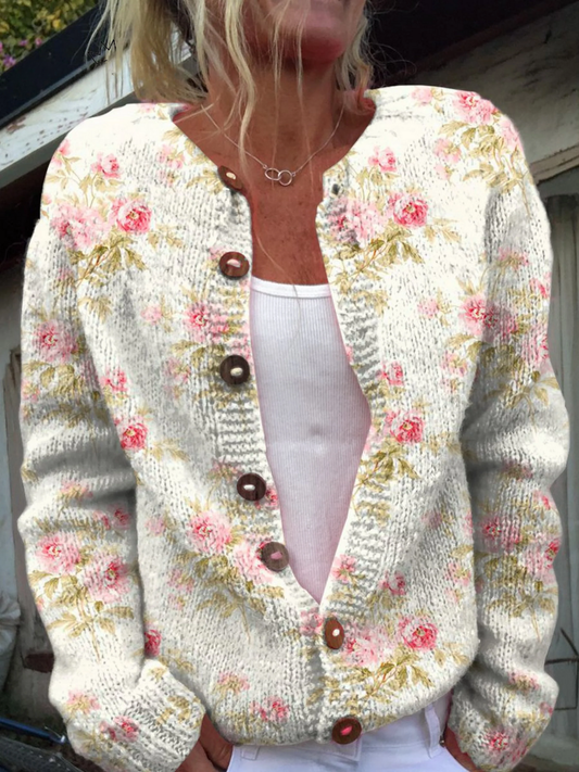 Serenella | Vintage Floral Knit Cardigan