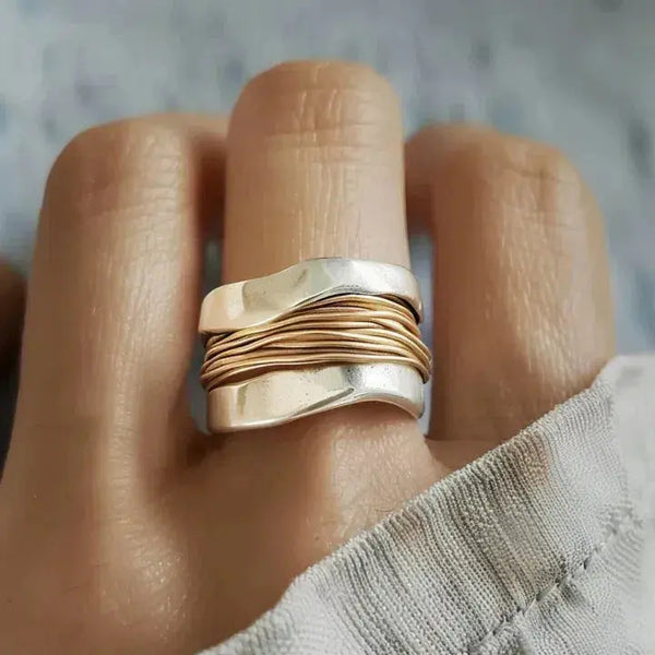 Silver Ring with Gold Wire Detail