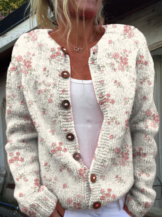 Romilda | Vintage Floral Knit Cardigan