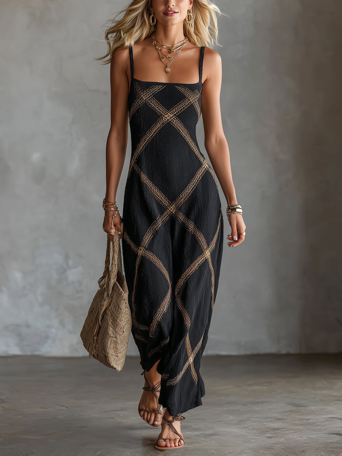 Marbella | Geometric Print Maxi Dress