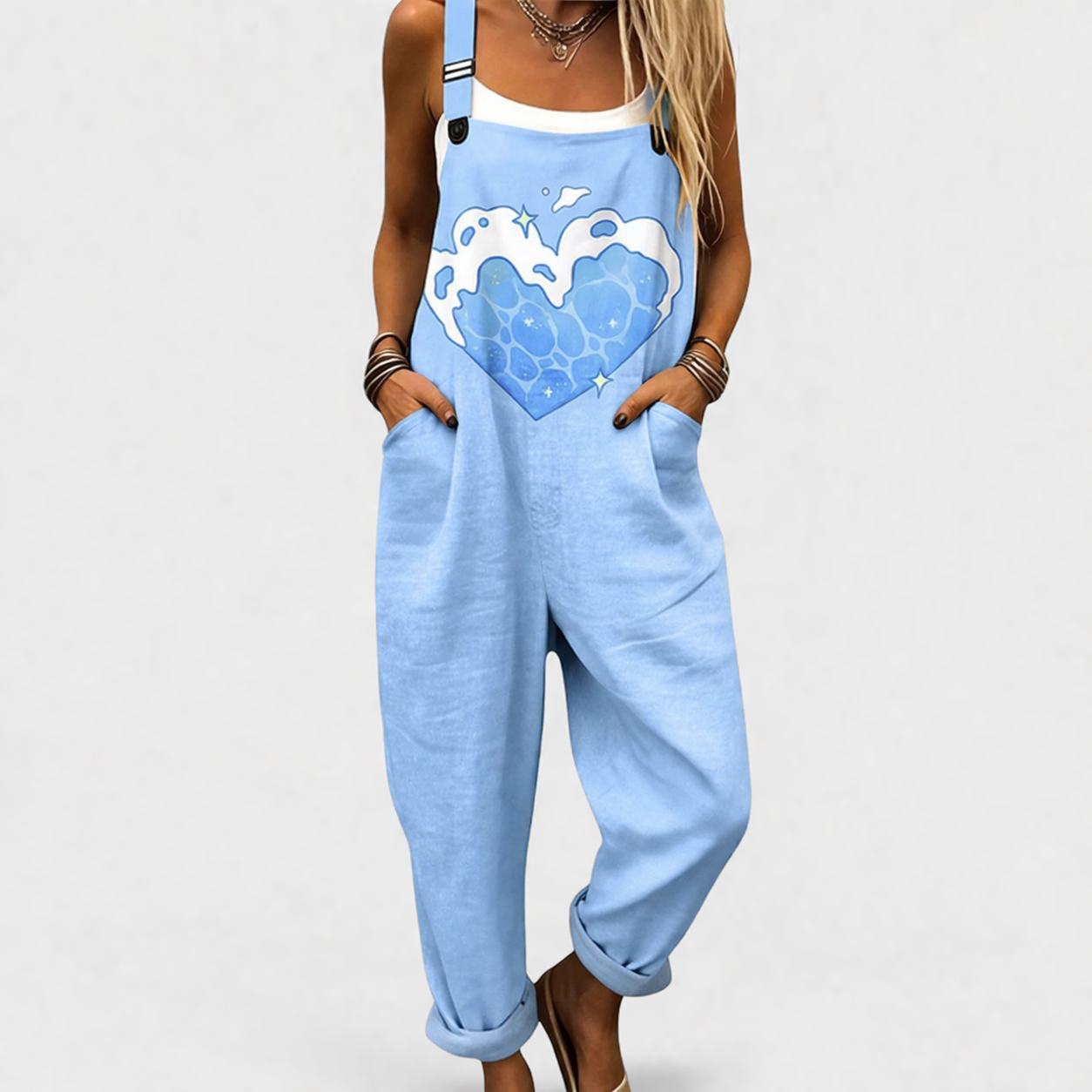 Blue | Comfortable Printed Jumpsuit — Style 13