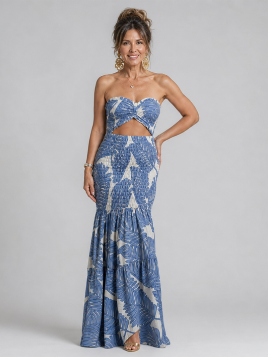 Azaria | Printed Two-Piece Maxi Dress Set