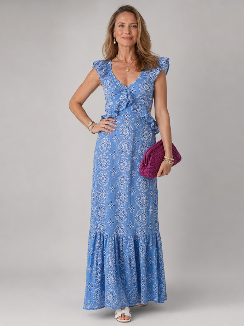 Alure | Sleeveless Midi Dress with Ruffle Detail
