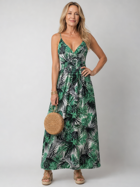 Maravelle | Sleeveless Midi Dress with Floral Print