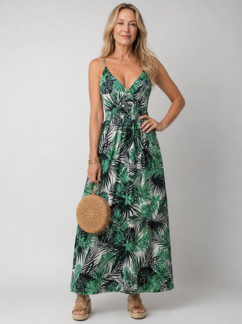 Maravelle | Sleeveless Midi Dress with Floral Print