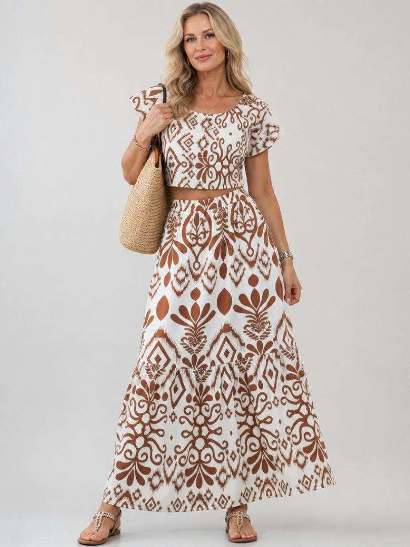Numan | Puff Sleeve Midi Dress with Flared Skirt