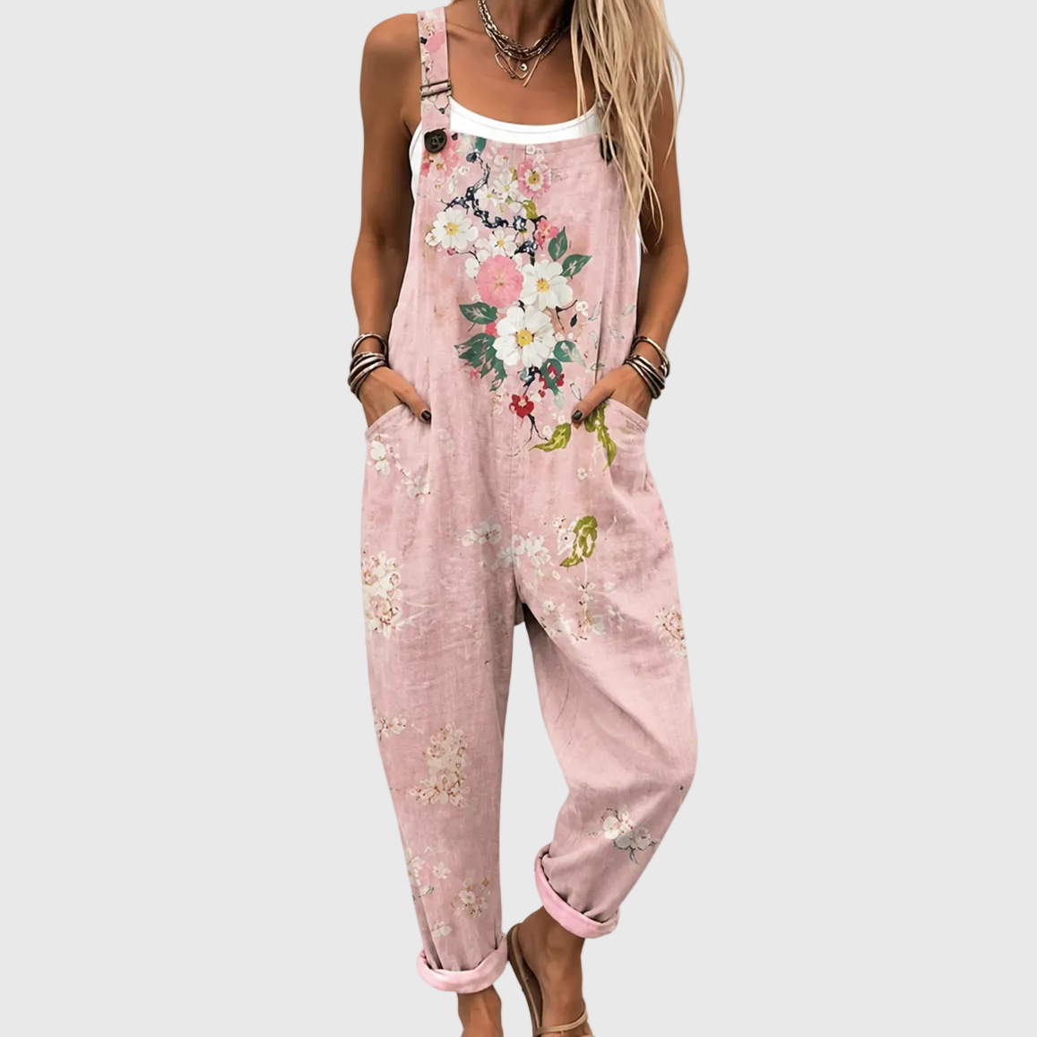 Pink | Comfortable Printed Jumpsuit — Style 21