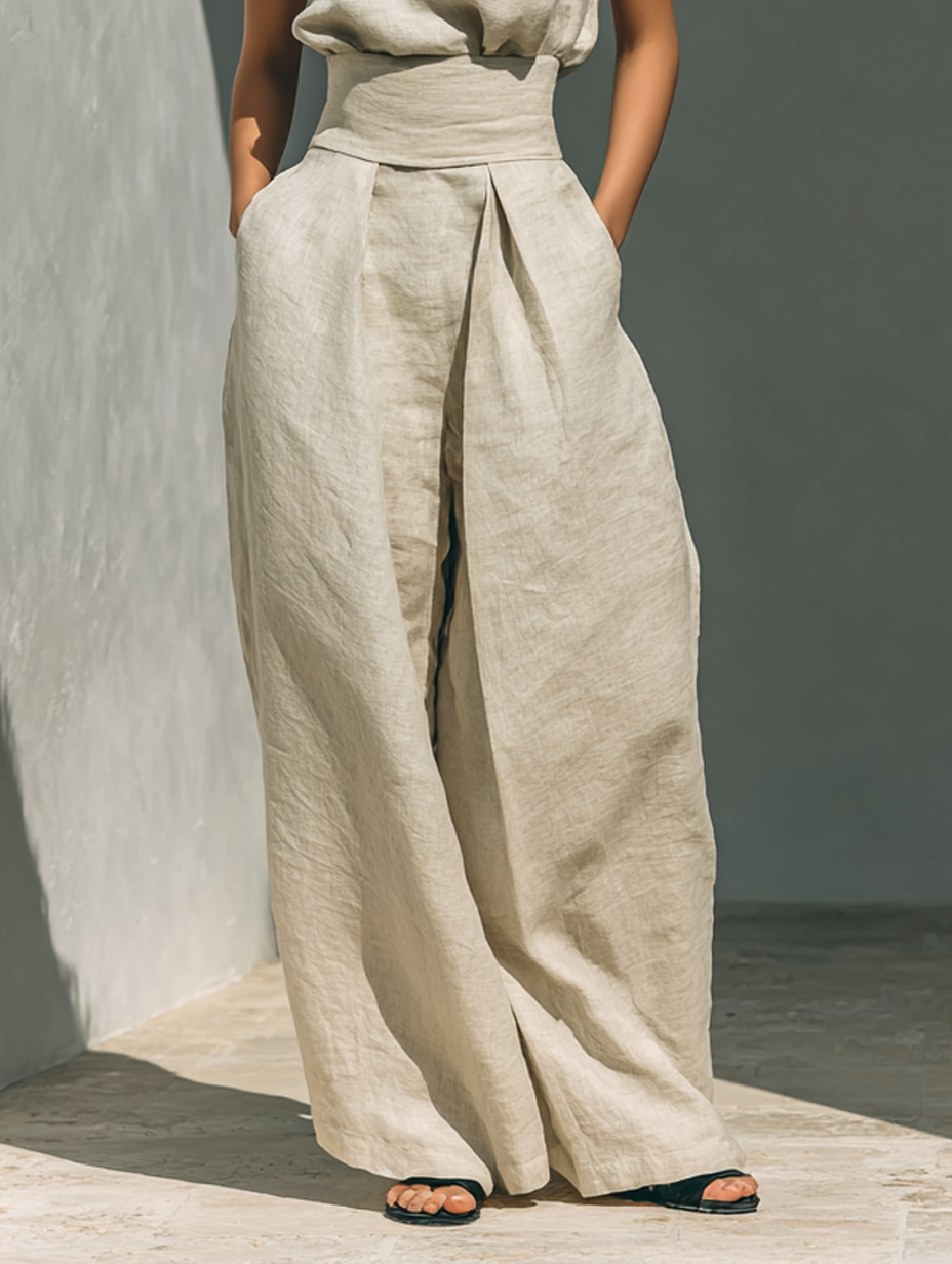 Marieta | Minimalist Tank Top and Wide-Leg Trousers Set