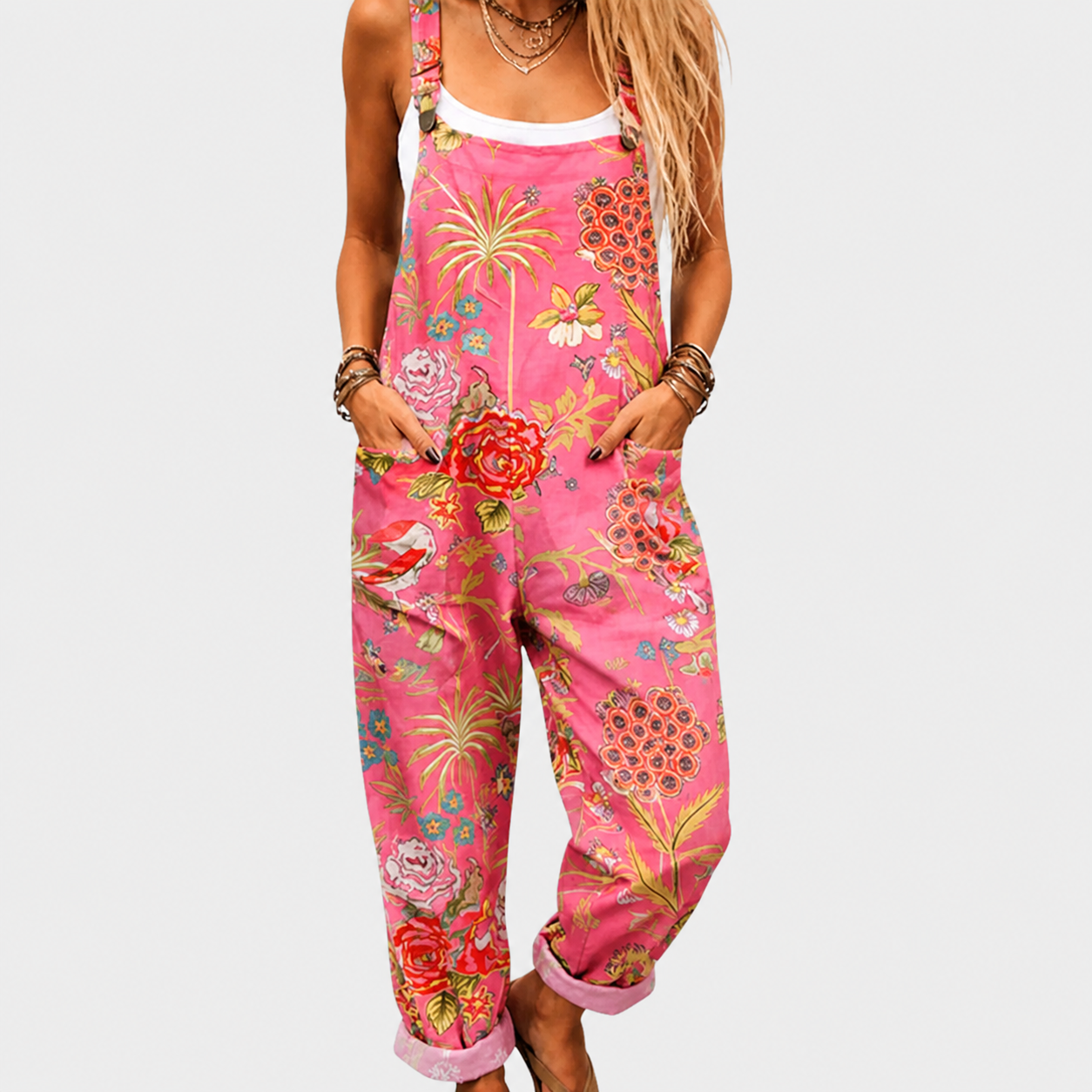 Pink Floral | Comfortable Printed Jumpsuit