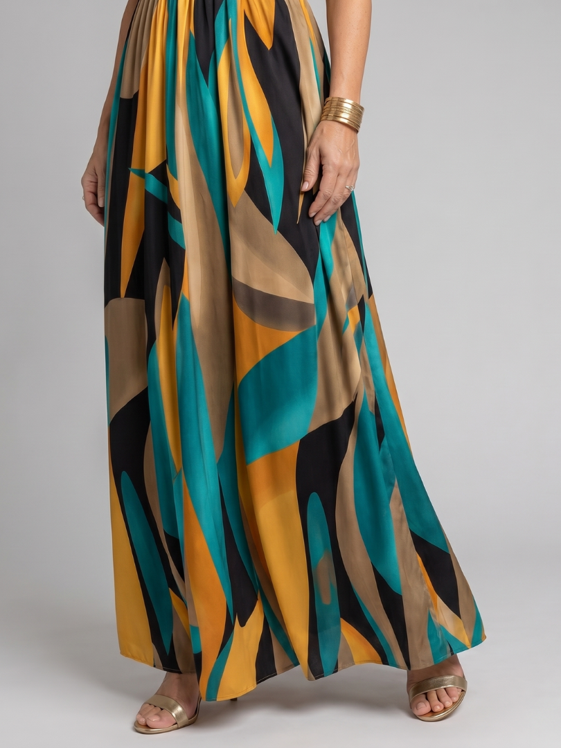 Zarela | Sleeveless Maxi Dress with Abstract Print