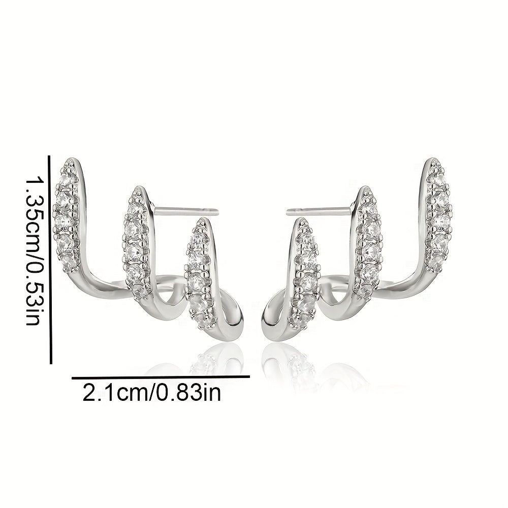 Elegant Three-Prong Rhinestone Earrings