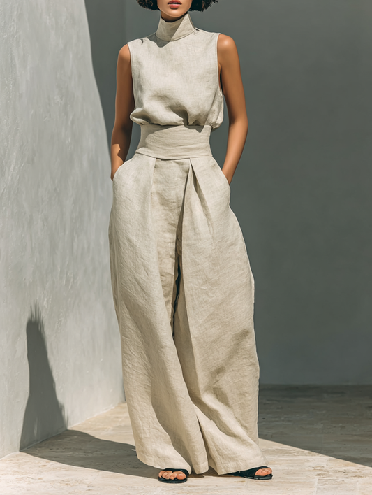 Marieta | Minimalist Tank Top and Wide-Leg Trousers Set