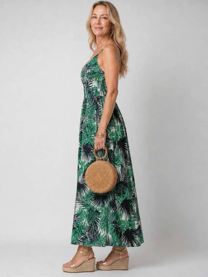 Maravelle | Sleeveless Midi Dress with Floral Print