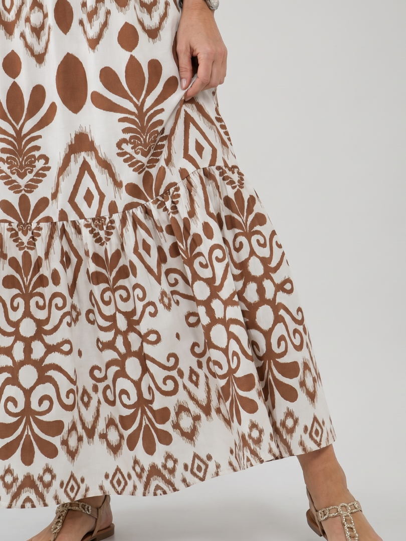 Numan | Puff Sleeve Midi Dress with Flared Skirt