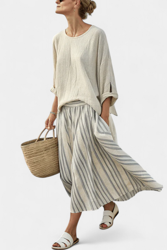 Aurora | Striped Midi Skirt Set