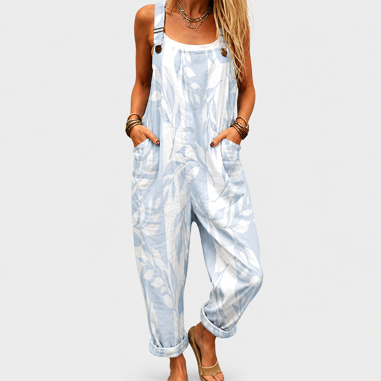 Sky Blue | Comfortable Printed Jumpsuit