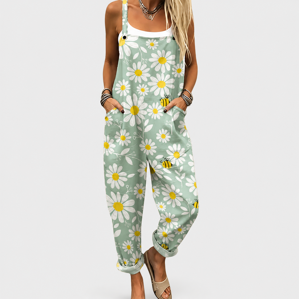 Green | Breezy Printed Jumpsuit