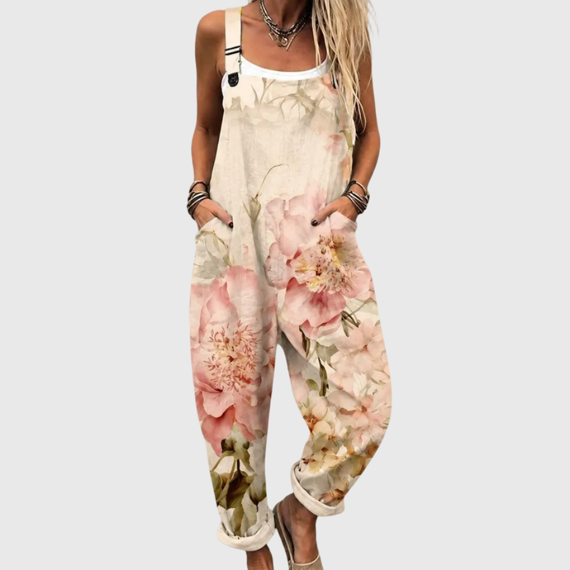 Beige | Comfortable Printed Jumpsuit