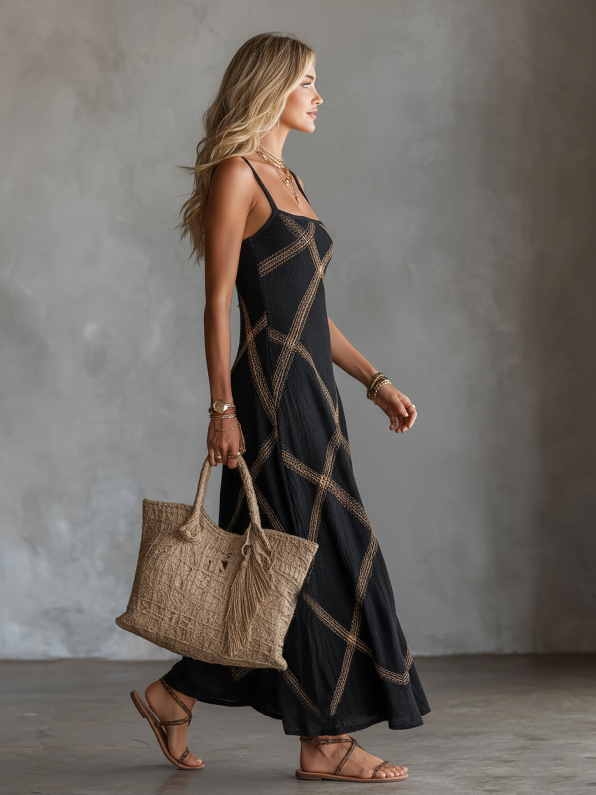 Marbella | Geometric Print Maxi Dress
