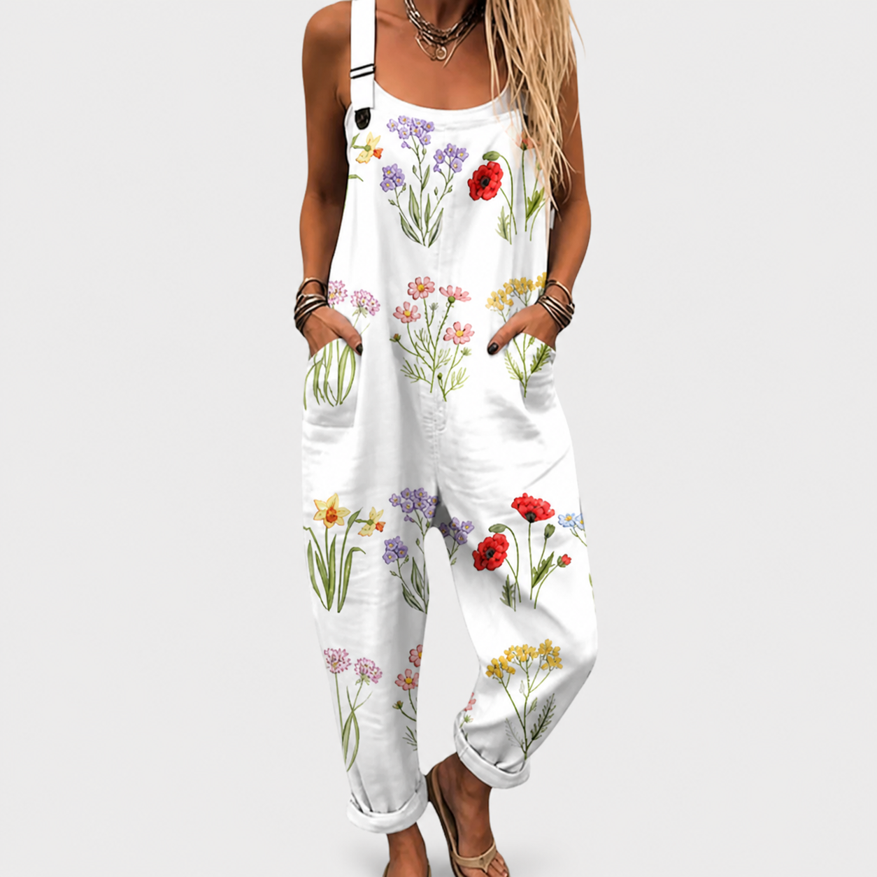 White Floral | Comfortable Printed Jumpsuit