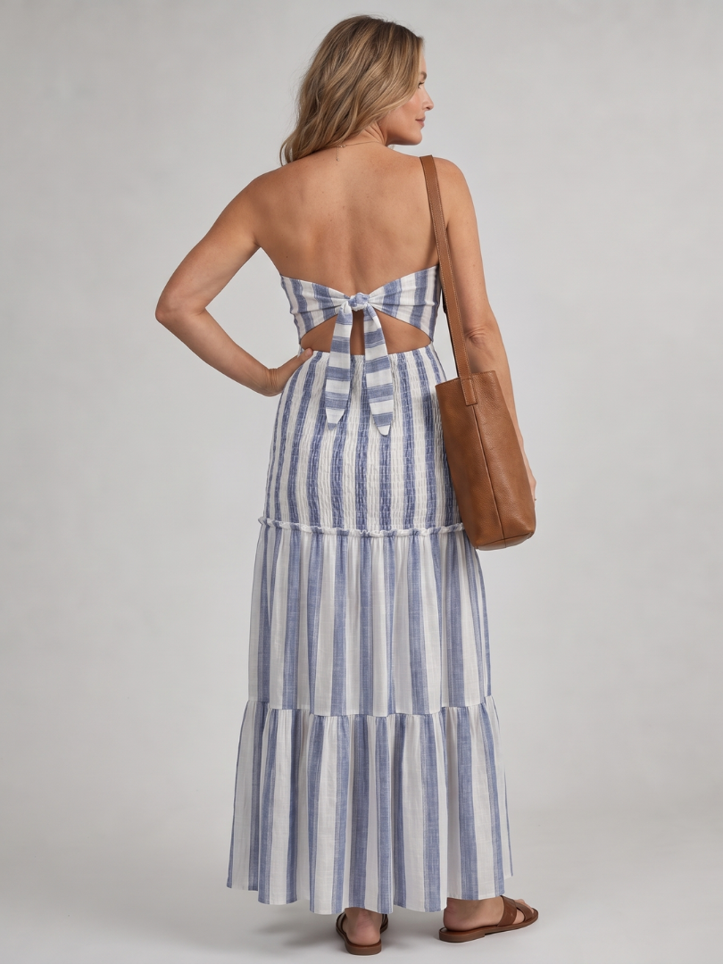 Azaria | Strapless Ruffled Midi Dress