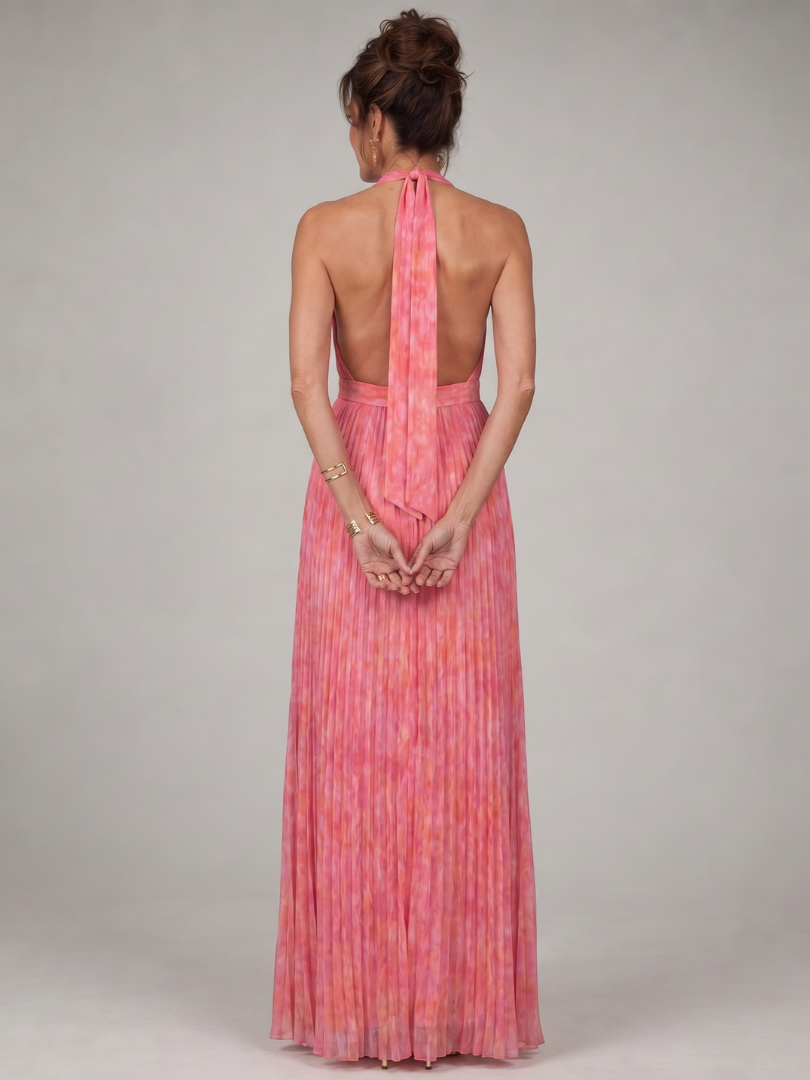 Rosel | Halter Maxi Dress with Pleated Skirt