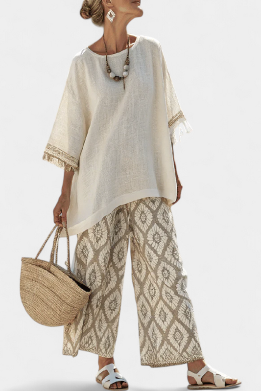 Ilaria | Sophisticated Top and Casual Trousers Set