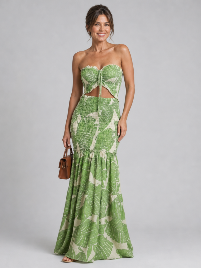 Azaria | Printed Two-Piece Maxi Dress Set