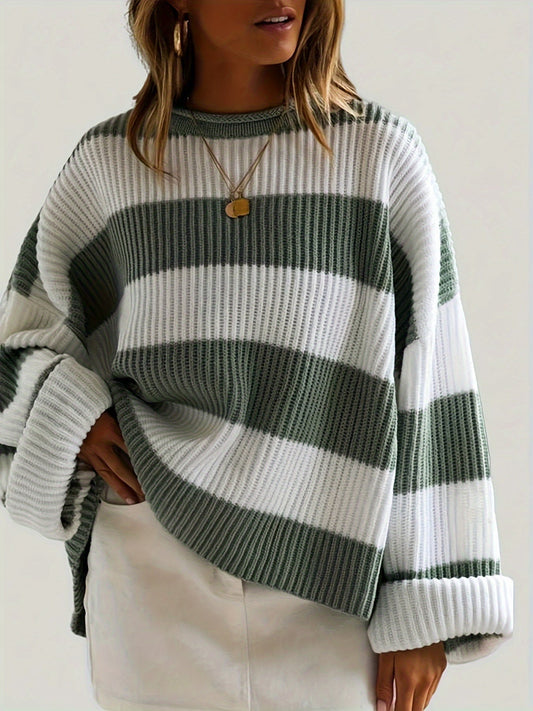 Round Neck Jumper With Stripes