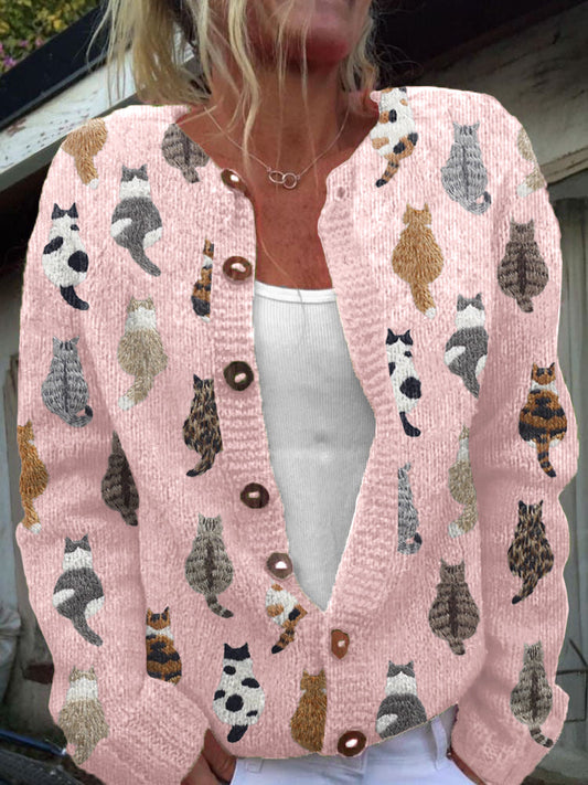 Filomena | Cosy Cat Print Cardigan