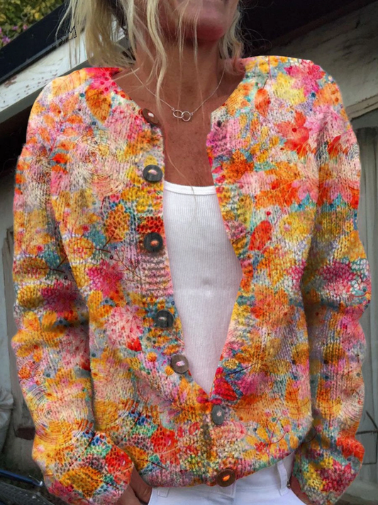 Elena | Vintage Floral Knit Cardigan