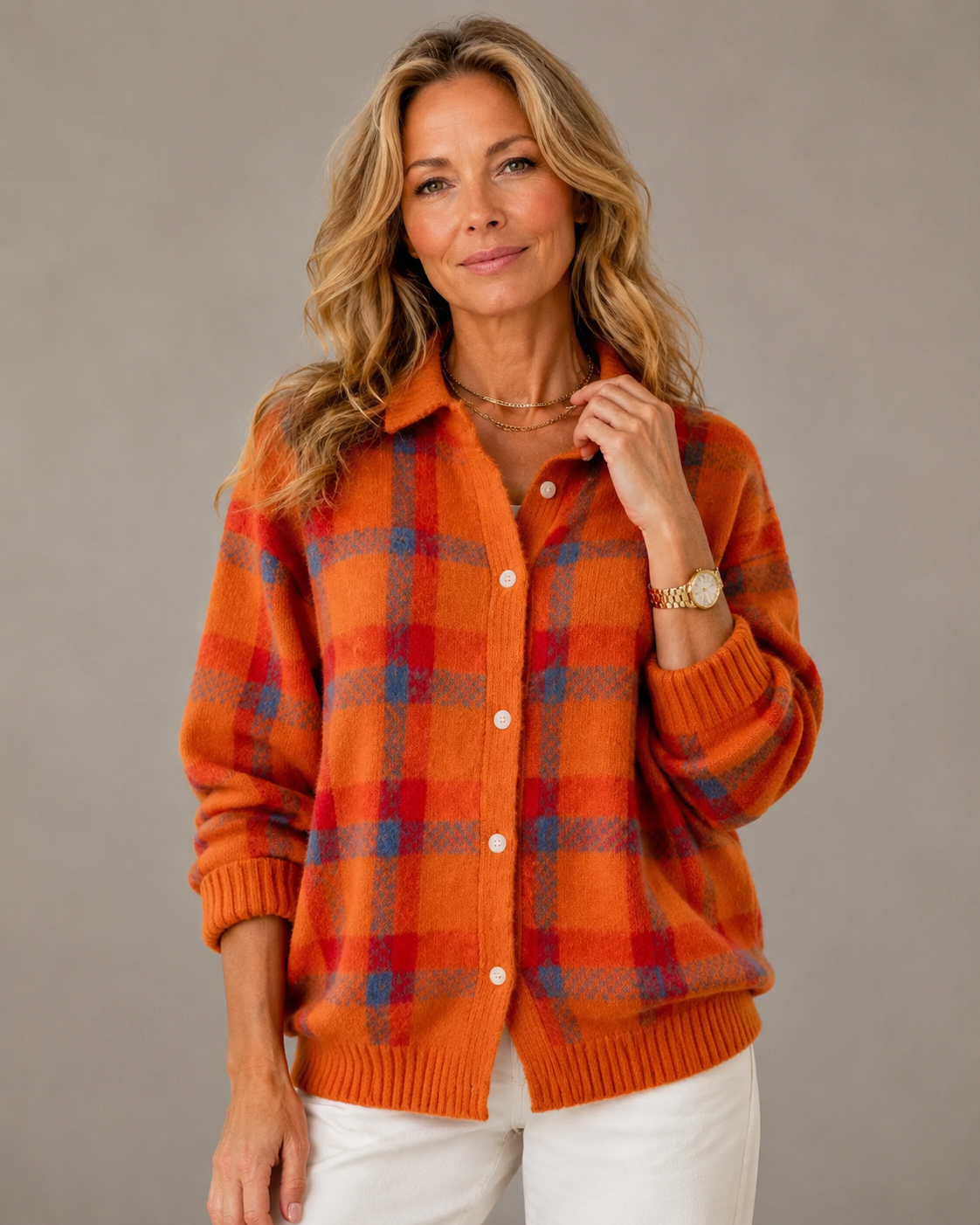 Anna Plaid Knit Cardigan - imagen de portada