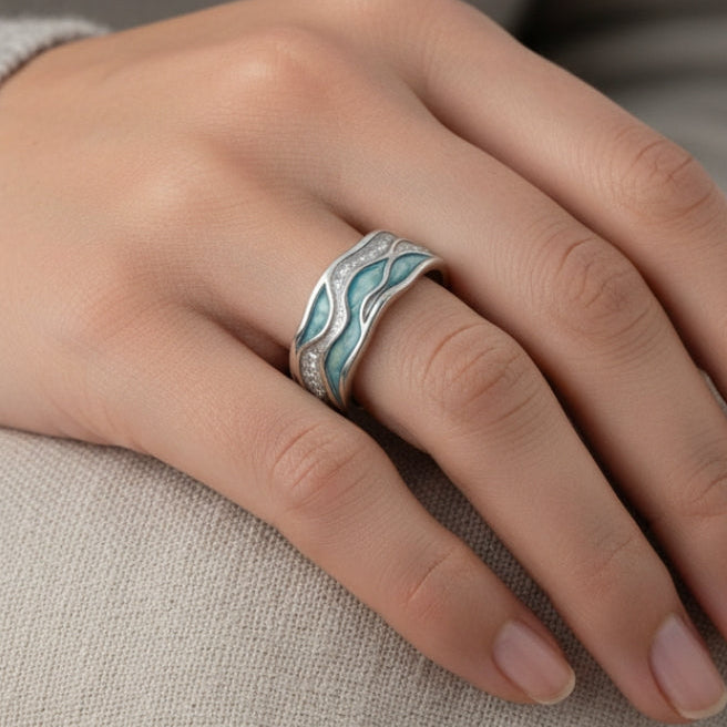 Silver Turquoise Wave Ring