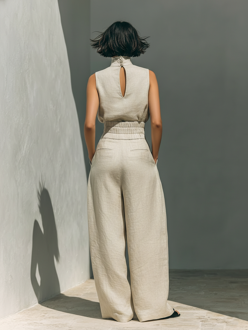Marieta | Minimalist Tank Top and Wide-Leg Trousers Set