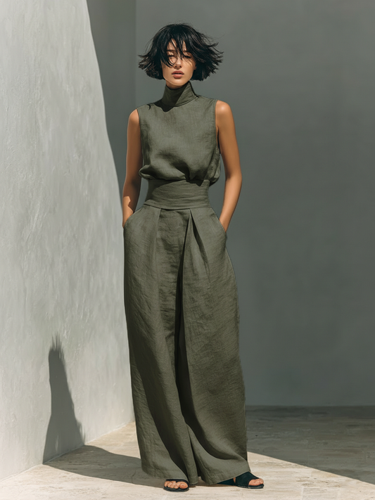 Marieta | Minimalist Tank Top and Wide-Leg Trousers Set