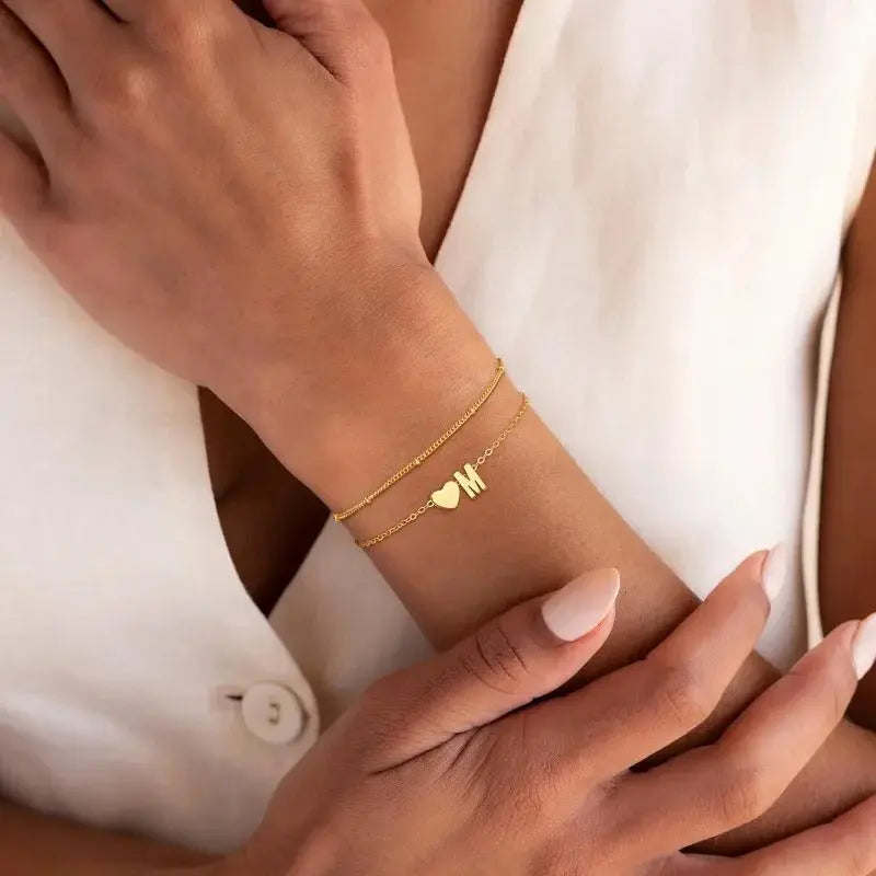 Heart Initial Bracelet