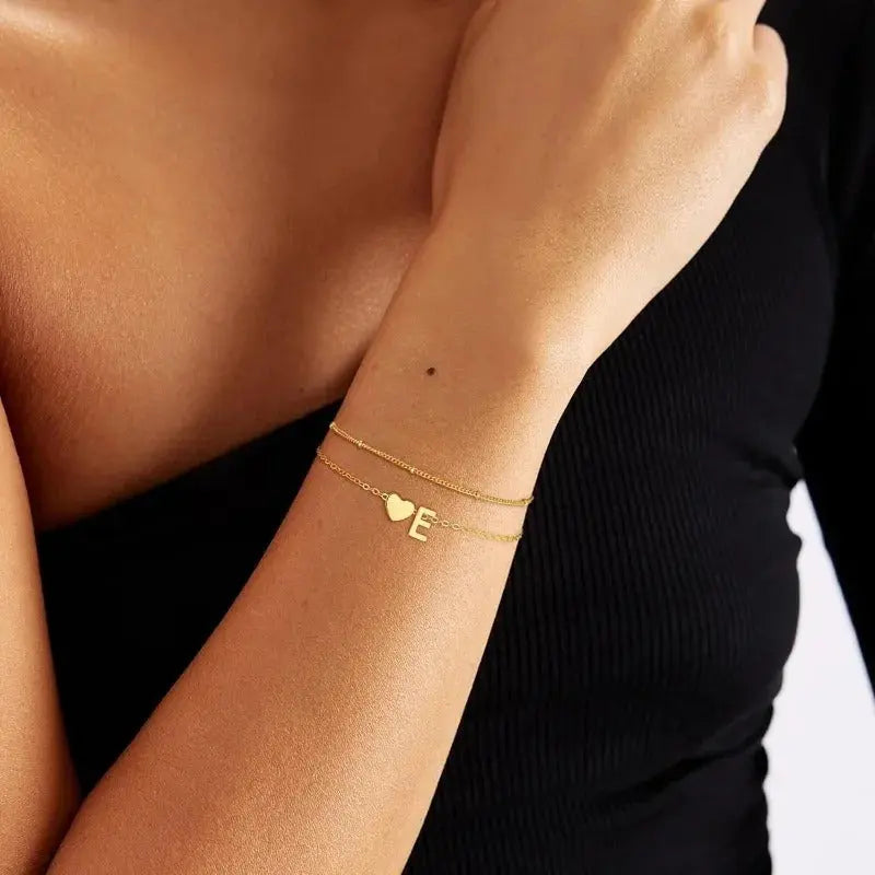 Heart Initial Bracelet