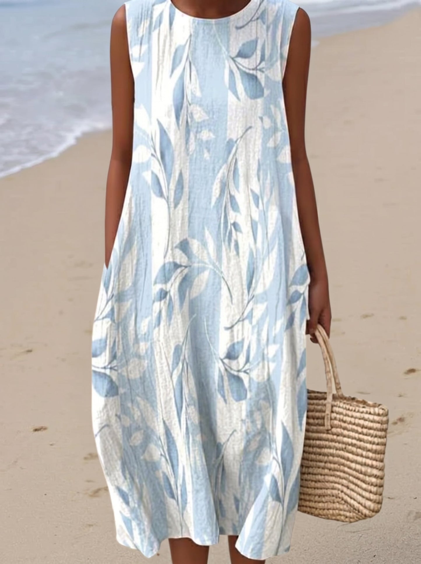 Saga | Leafy Print Midi Dress