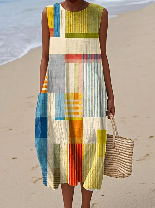 Rut | Geometric Boho Midi Dress